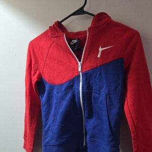 Nike Kids Red and Blue Full-Zip Hooded Jacket